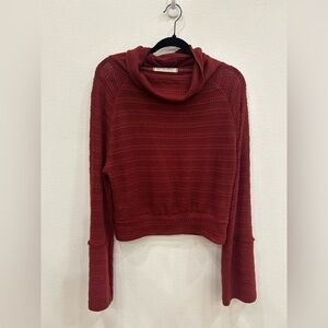 We the free oversized crop knit cowl neck sweater SM boho casual hippie layering